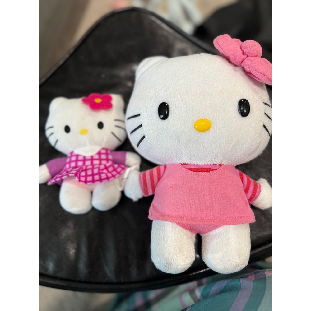 2 Sanrio Hello Kitty‎ Plush Toys Set Pink Outfit Together